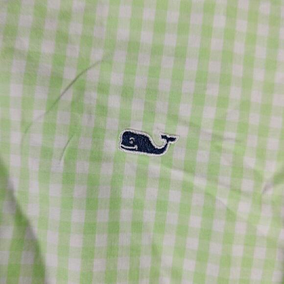 Vineyard Vines‎ Whale Shirt Mens Medium Green White Gingham Check Preppy - Picture 6 of 8